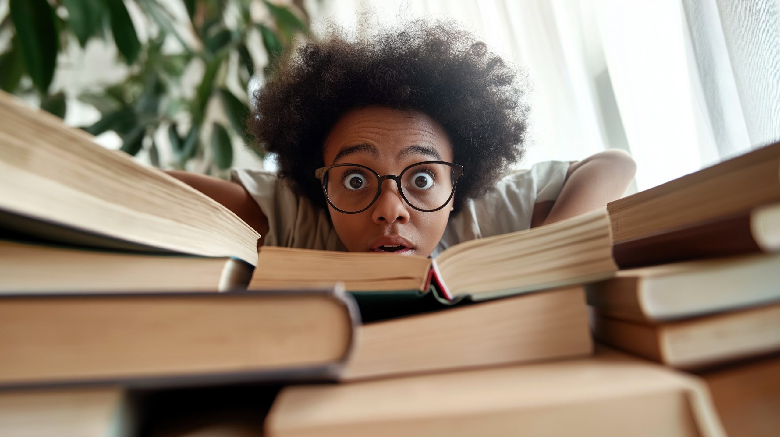 Come si citano le fonti - studente disperato sommerso dai libri