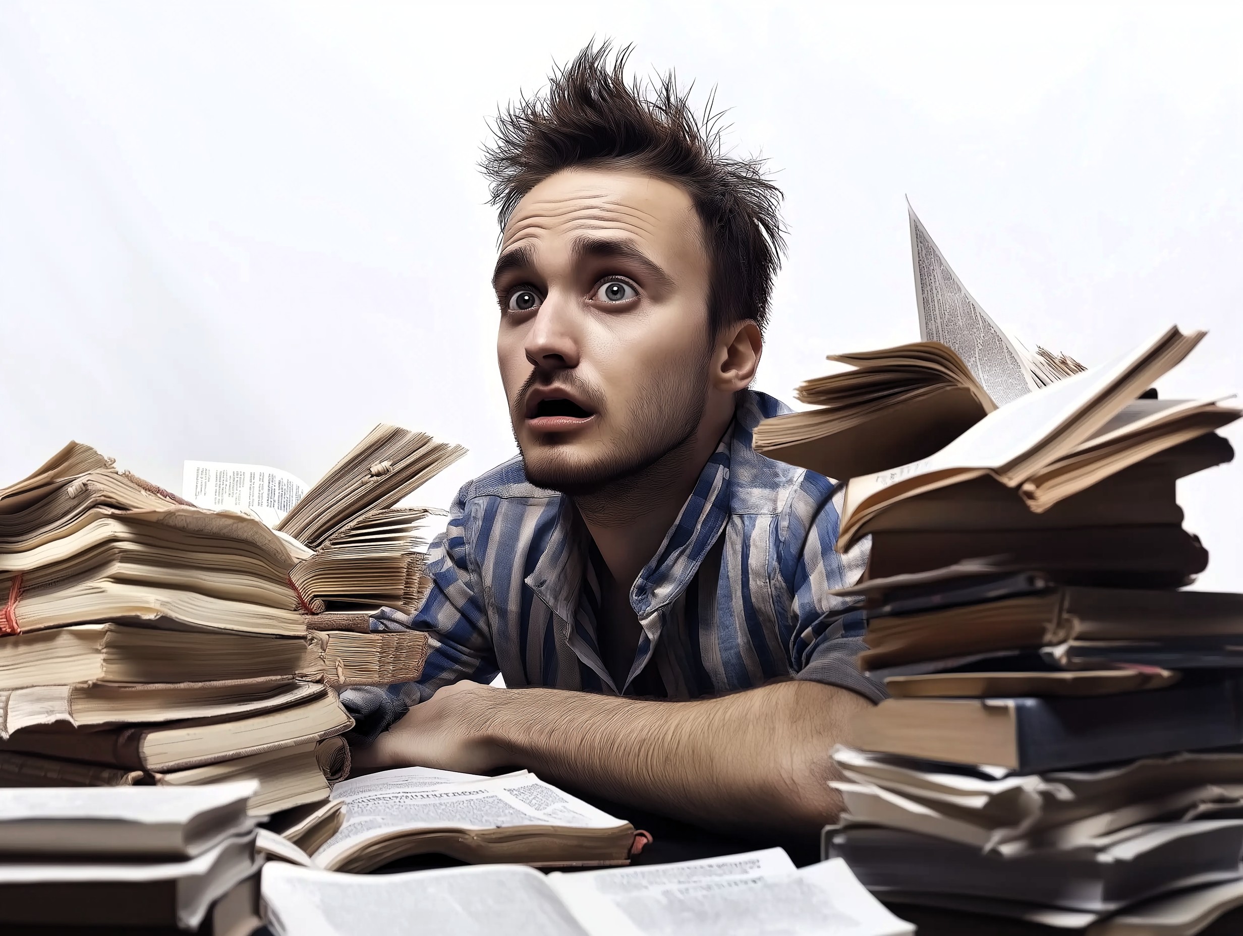 Studente universitario alle prese con la stesura della tesi di laurea